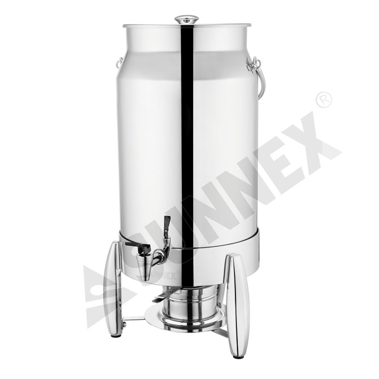 Dispensador de leche de acero inoxidable de 11,4 litros con tubo de hielo y soporte de combustible