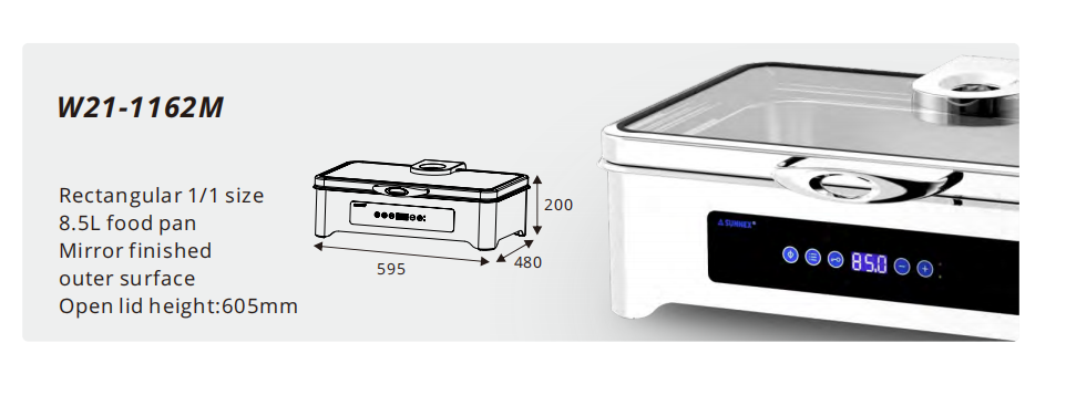 Chafer buffet sin agua con calor seco Sunnex