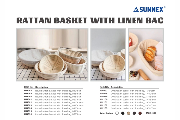 SUNNEX Nueva cesta de ratán con bolsa de lino