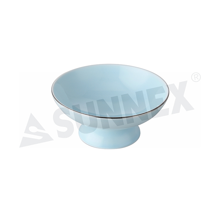 Mini soporte de pastel de porcelana de color azul