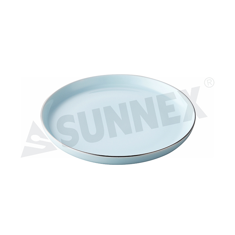 Plato Redondo De Porcelana Color Azul