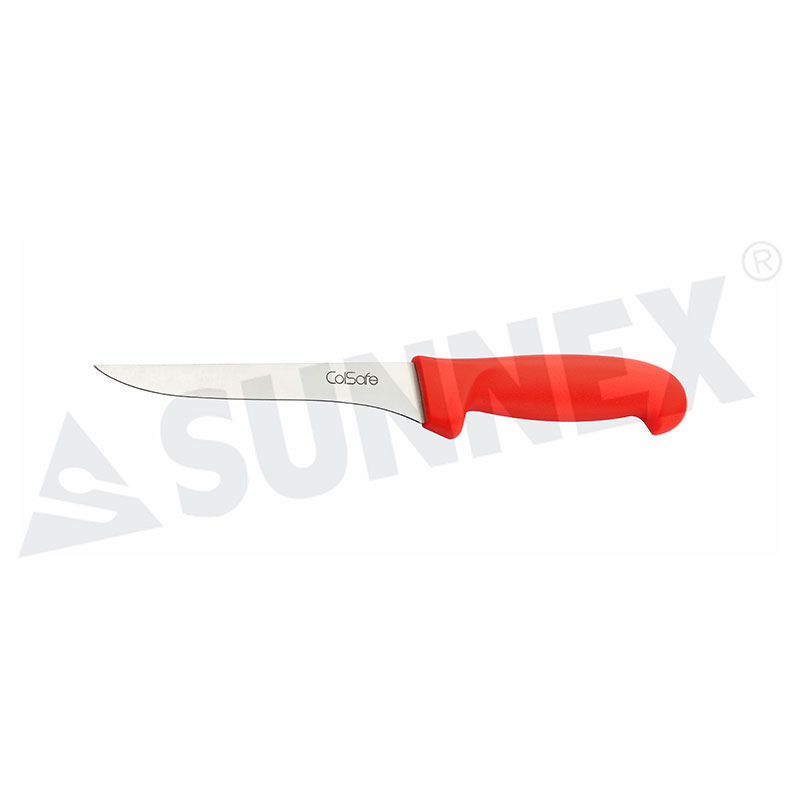 Cuchillo para deshuesar de acero inoxidable con mango rojo