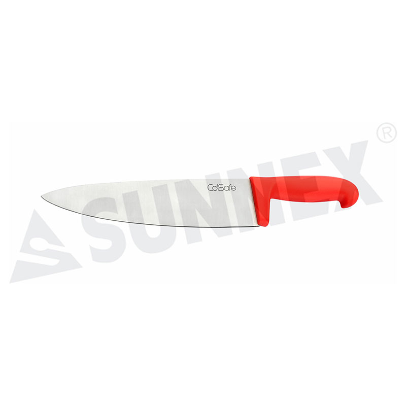 Cuchillo Cocinero Acero Inoxidable Mango Rojo 24cm