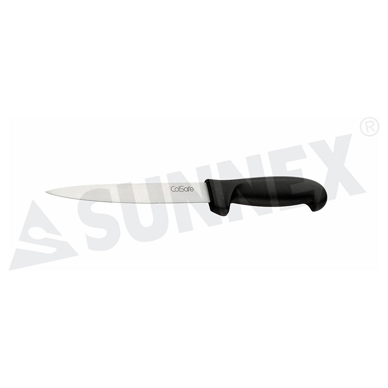 Cuchillo para filetear de acero inoxidable con mango negro