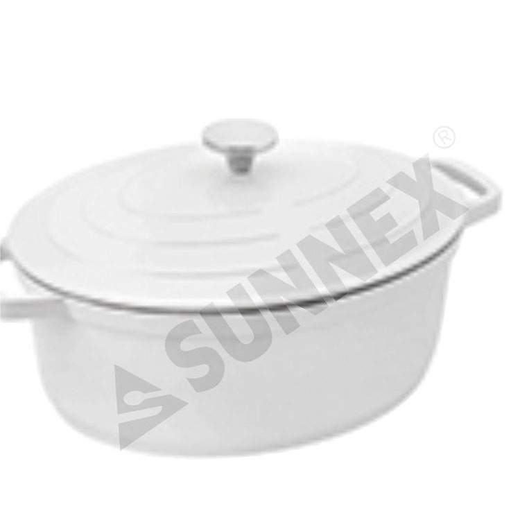 Cazuela ovalada antiadherente del utensilio de cocina de la cocina del pote de sopa del color blanco