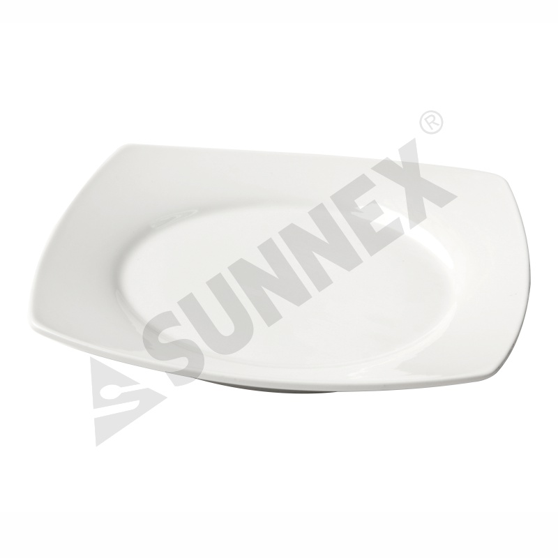 Plato Coupe Cuadrado De Porcelana De Color Blanco